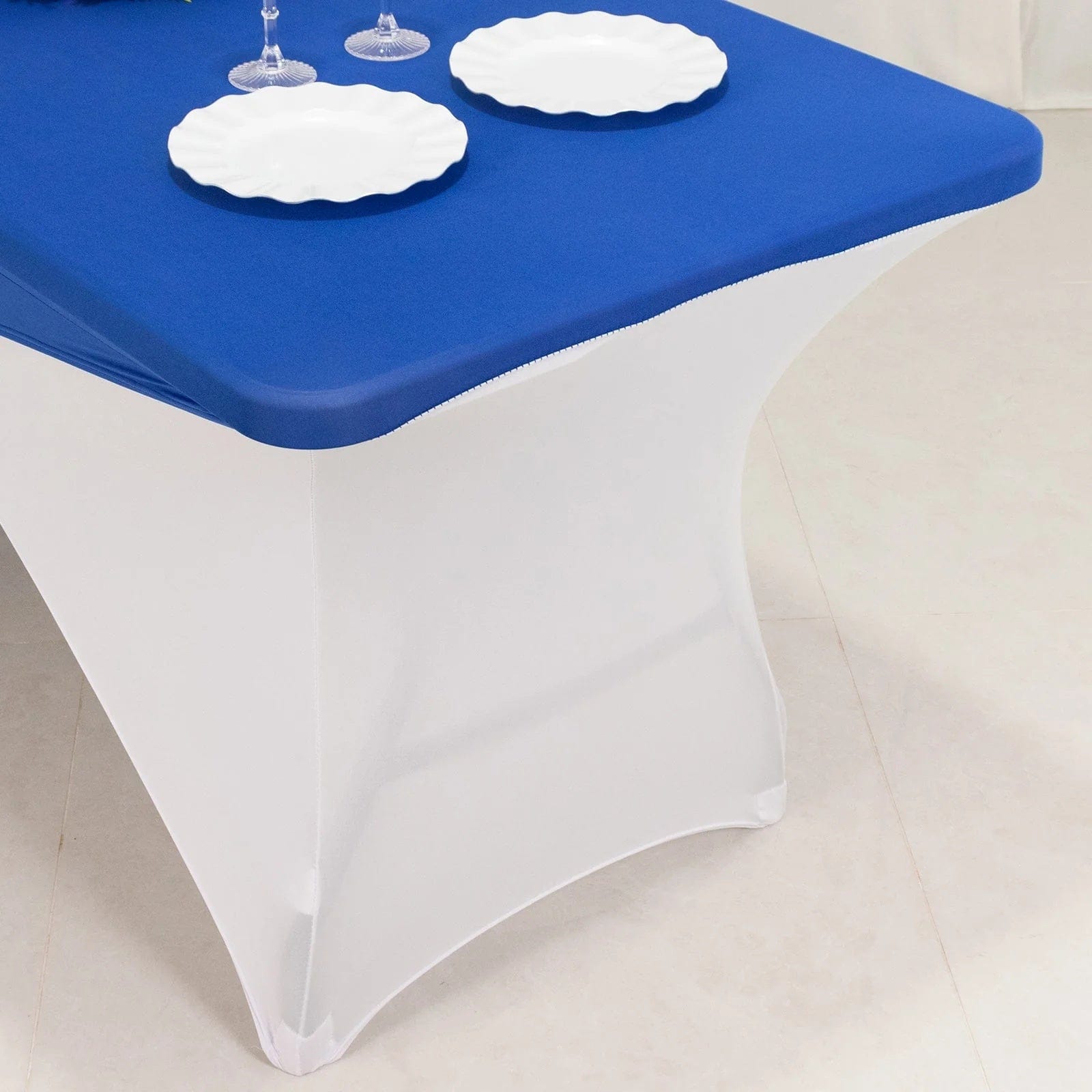 6 ft Fitted Spandex Tablecloth Cross Over Rectangular Table Cover