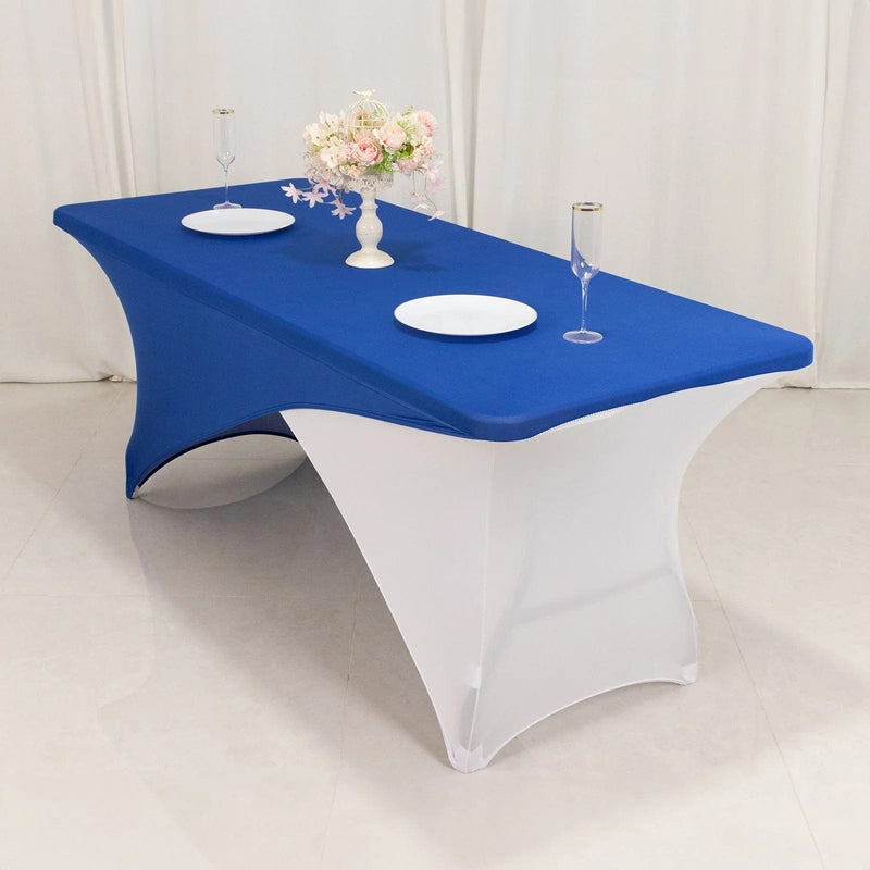 6 ft Fitted Spandex Tablecloth Cross Over Rectangular Table Cover