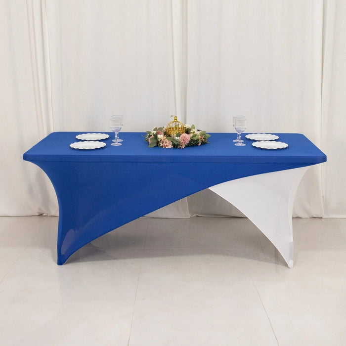 6 ft Fitted Spandex Tablecloth Cross Over Rectangular Table Cover