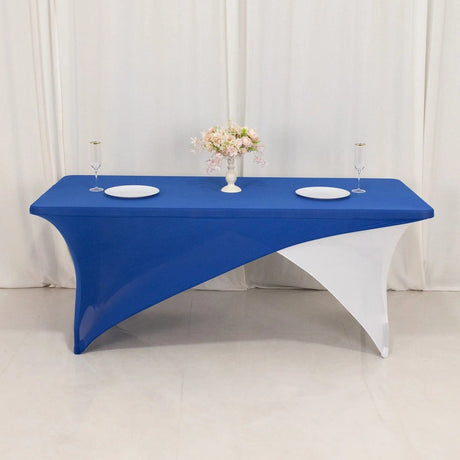 6 ft Fitted Spandex Tablecloth Cross Over Rectangular Table Cover