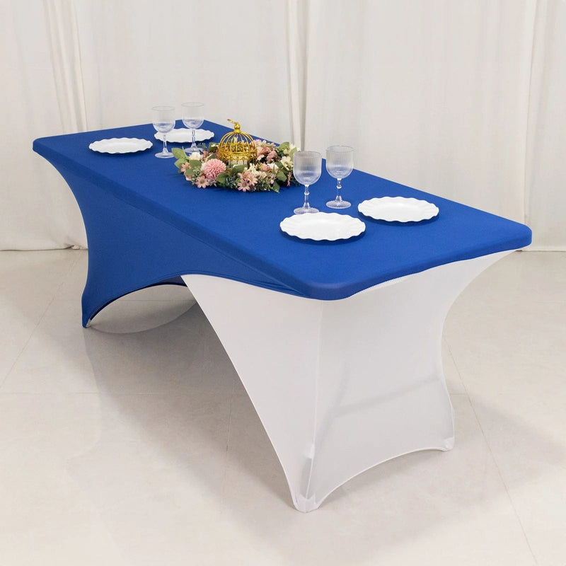 6 ft Fitted Spandex Tablecloth Cross Over Rectangular Table Cover