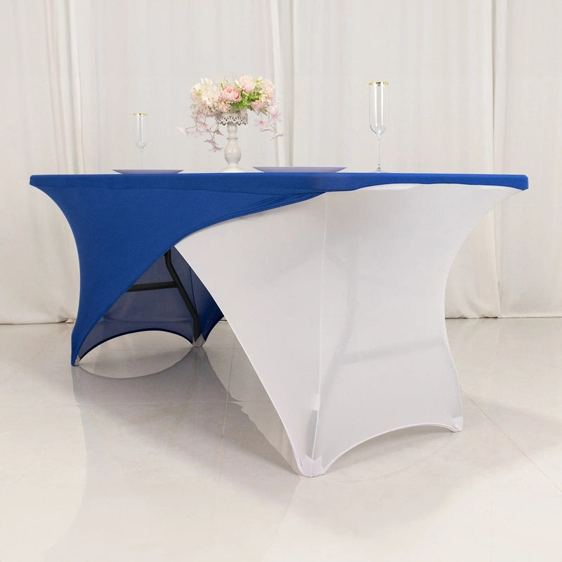 6 ft Fitted Spandex Tablecloth Cross Over Rectangular Table Cover