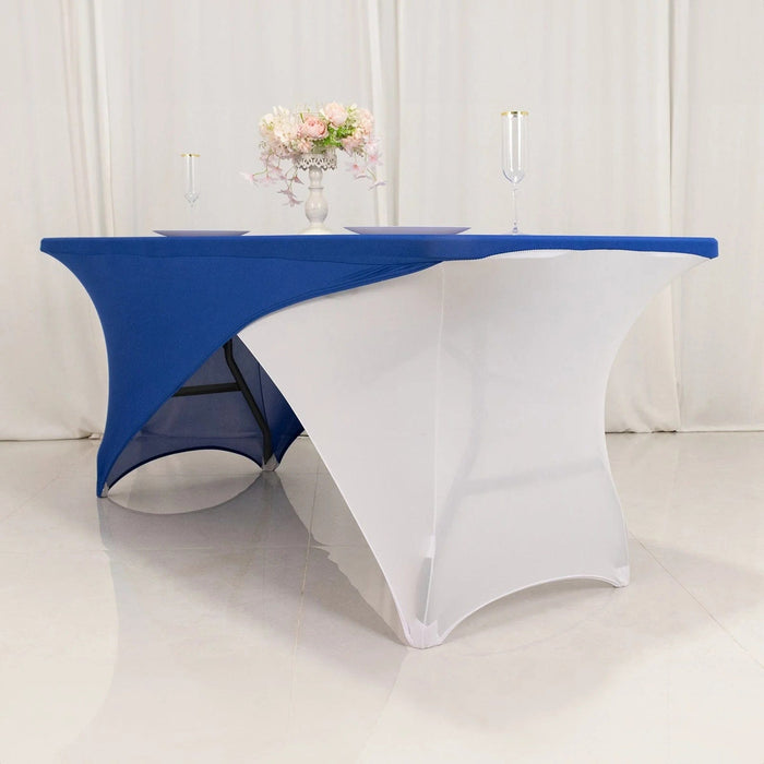 6 ft Fitted Spandex Tablecloth Cross Over Rectangular Table Cover