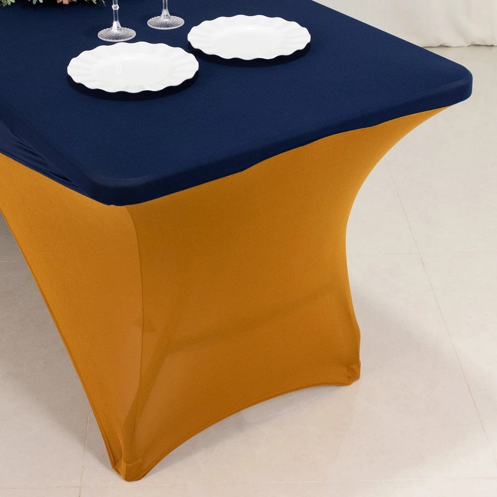 6 ft Fitted Spandex Tablecloth Cross Over Rectangular Table Cover
