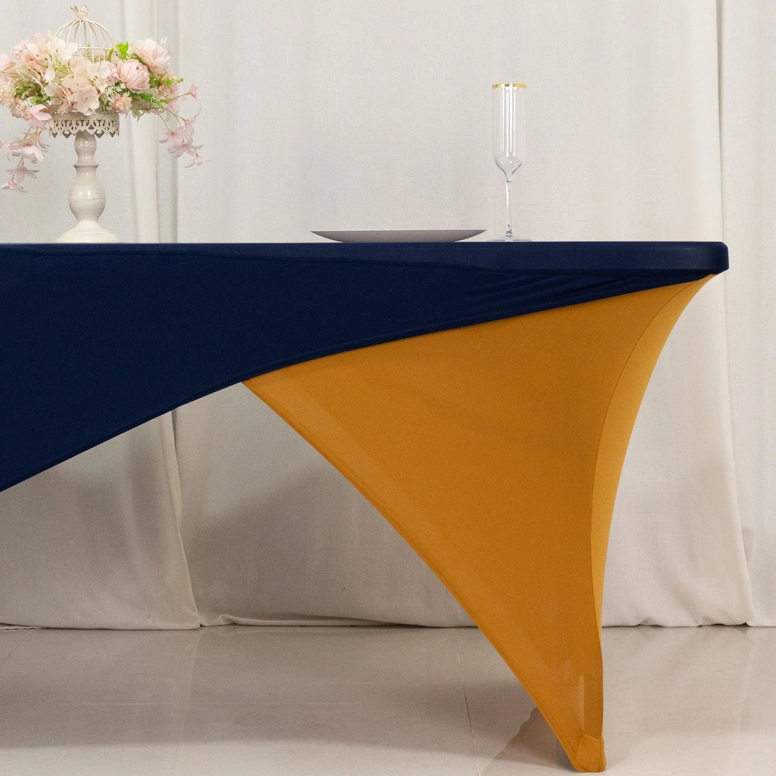 6 ft Fitted Spandex Tablecloth Cross Over Rectangular Table Cover