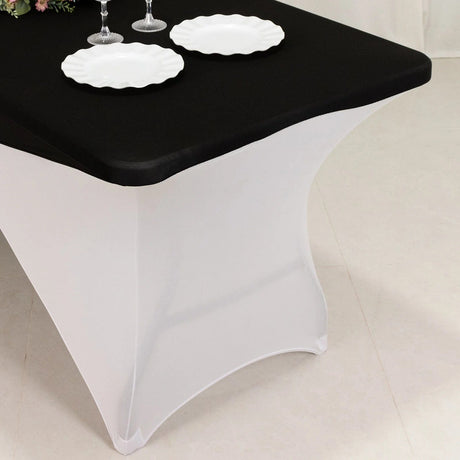 6 ft Fitted Spandex Tablecloth Cross Over Rectangular Table Cover