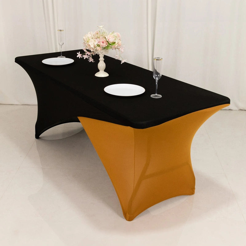 6 ft Fitted Spandex Tablecloth Cross Over Rectangular Table Cover