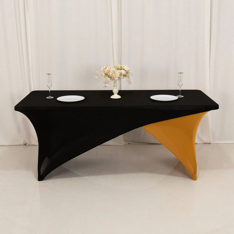 6 ft Fitted Spandex Tablecloth Cross Over Rectangular Table Cover