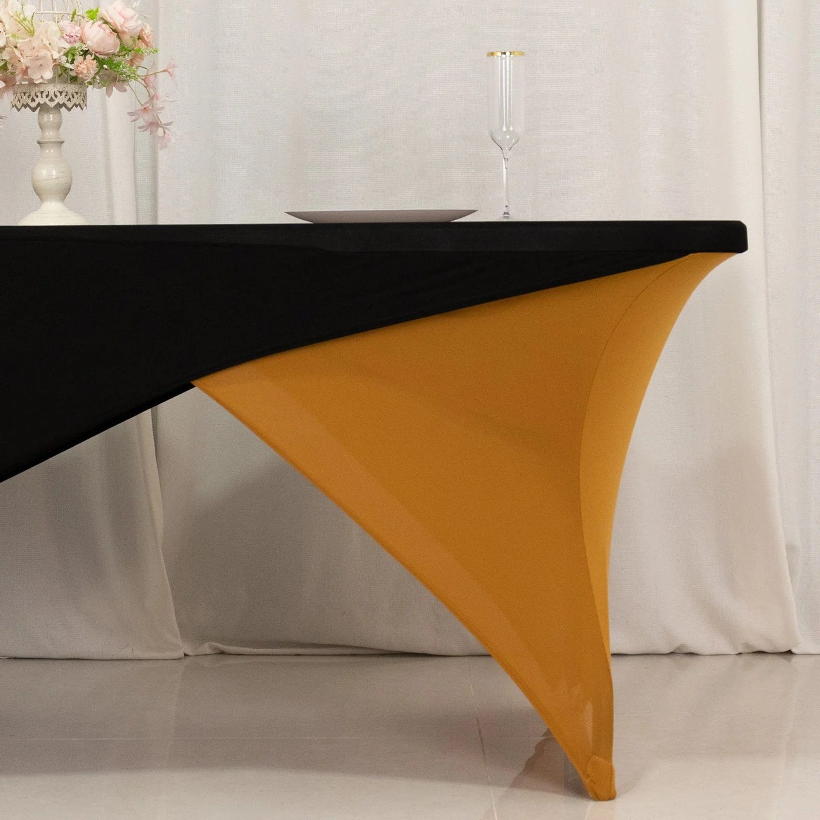 6 ft Fitted Spandex Tablecloth Cross Over Rectangular Table Cover