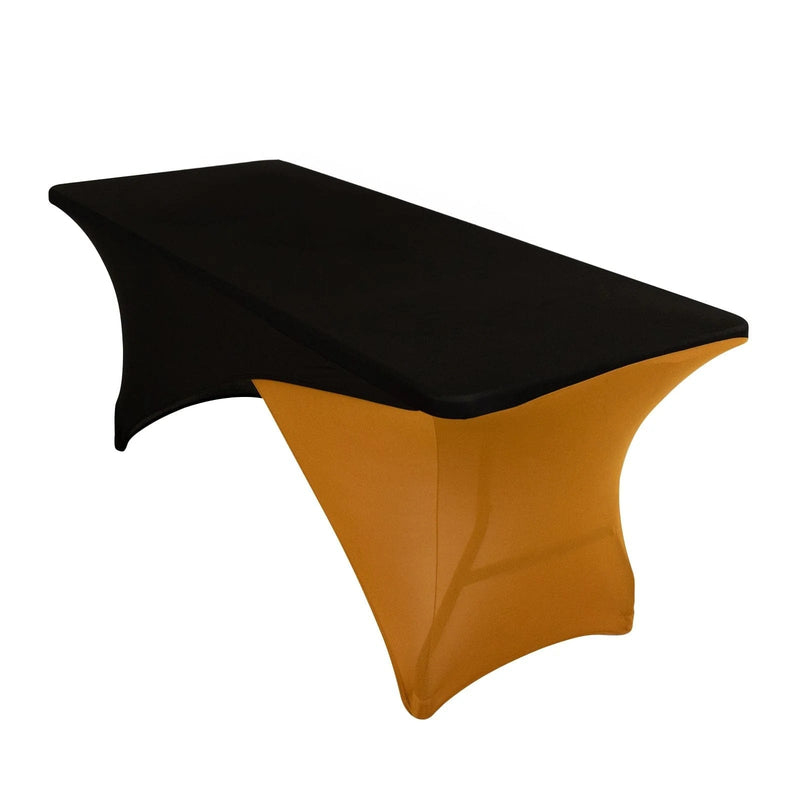 6 ft Fitted Spandex Tablecloth Cross Over Rectangular Table Cover TAB_REC_SPX6FT_CRO_BKGD