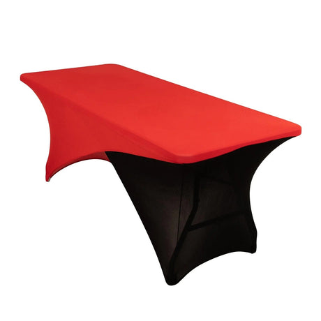 6 ft Fitted Spandex Tablecloth Cross Over Rectangular Table Cover TAB_REC_SPX6FT_CRO_RDBLK