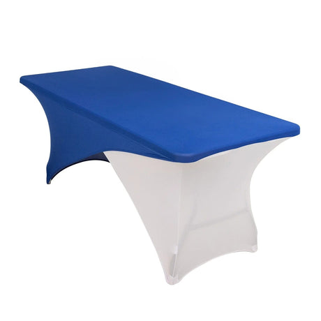 6 ft Fitted Spandex Tablecloth Cross Over Rectangular Table Cover TAB_REC_SPX6FT_CRO_RYWHT