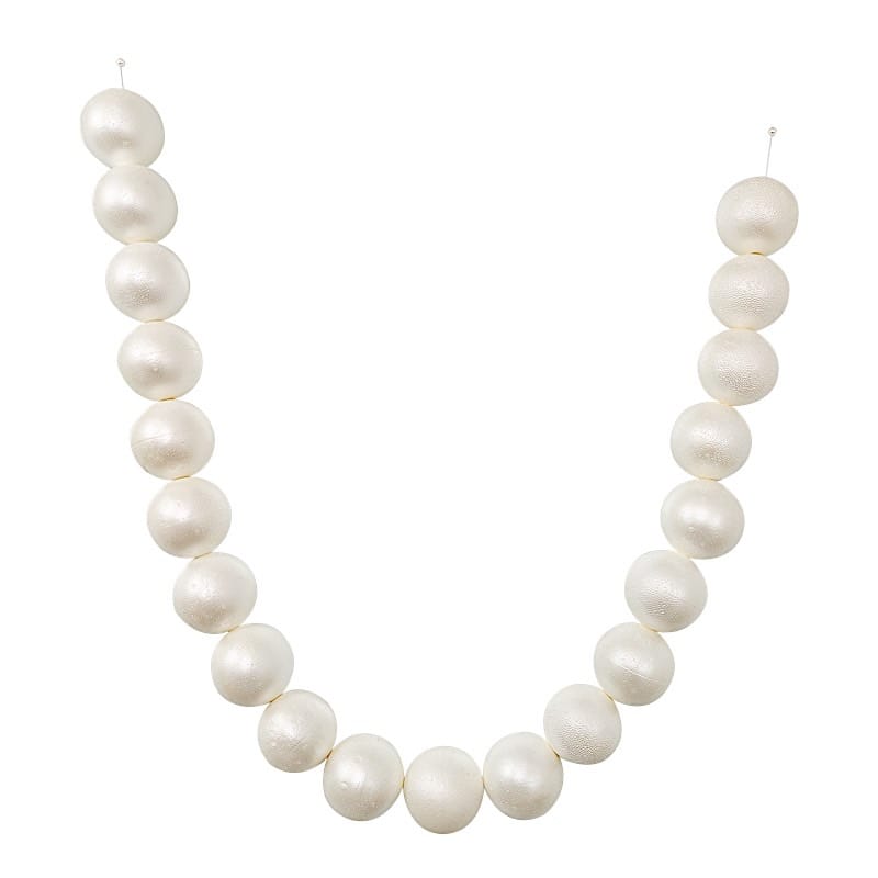 6 ft Foam Garland with 20 Pearls - White BKDP_DECOR_PRL_10CM_WHT