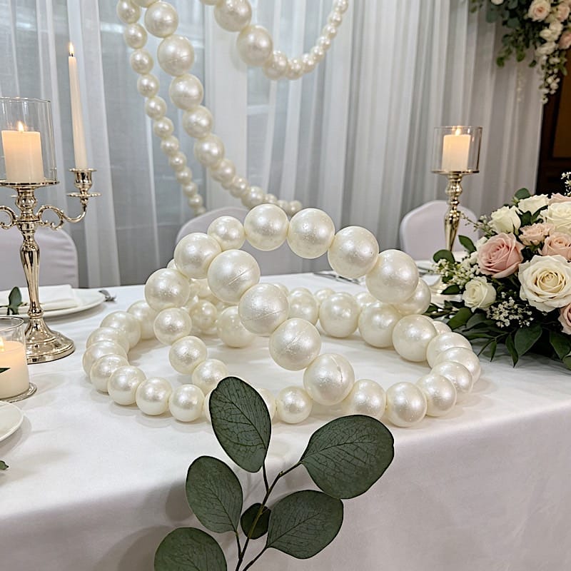 6 ft Foam Garland with 20 Pearls - White BKDP_DECOR_PRL_10CM_WHT