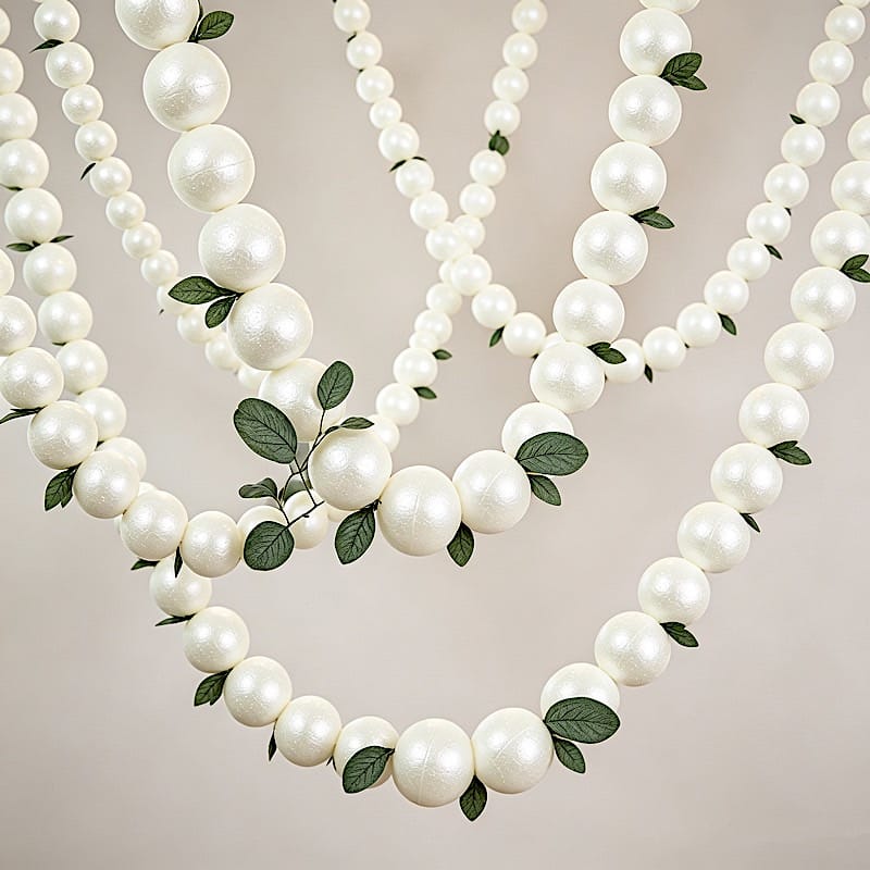 6 ft Foam Garland with 20 Pearls - White BKDP_DECOR_PRL_10CM_WHT