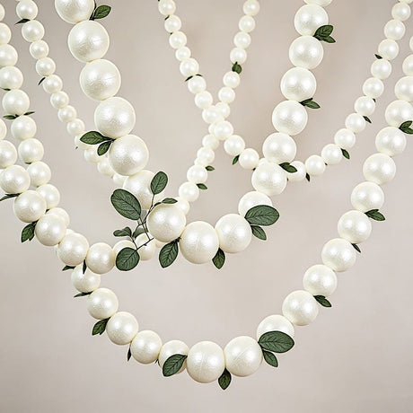 6 ft Foam Garland with 20 Pearls - White BKDP_DECOR_PRL_10CM_WHT