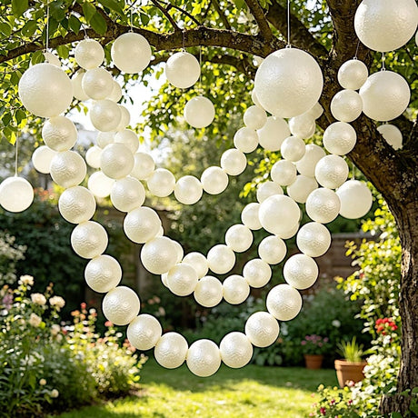 6 ft Foam Garland with 20 Pearls - White BKDP_DECOR_PRL_10CM_WHT
