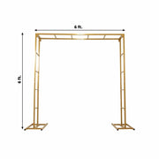 6 ft Freestanding Square Double Frame Metal Over The Table Stand - Gold BKDP_STND_LADER_6X6_GOLD
