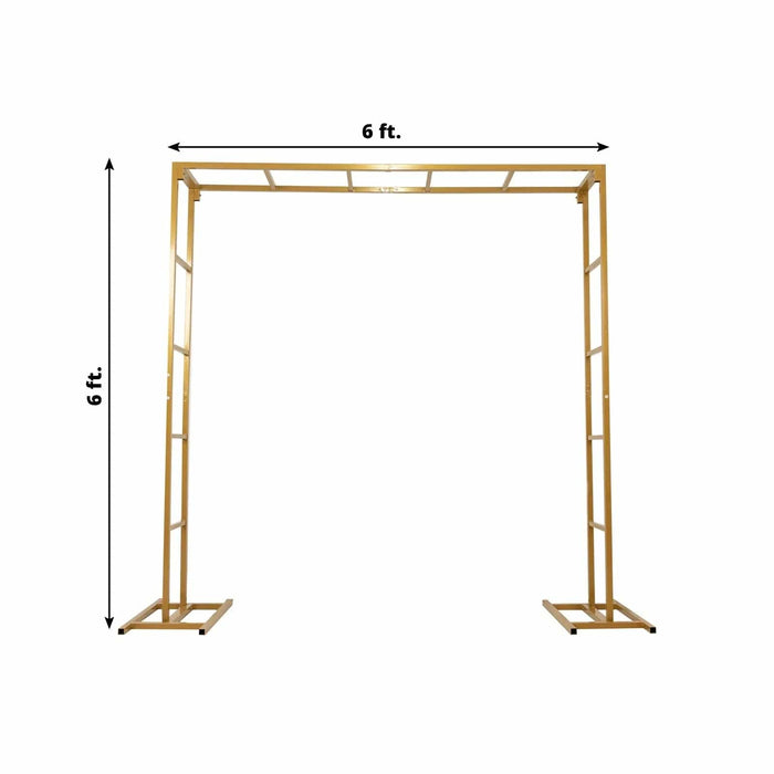 6 ft Freestanding Square Double Frame Metal Over The Table Stand - Gold BKDP_STND_LADER_6X6_GOLD
