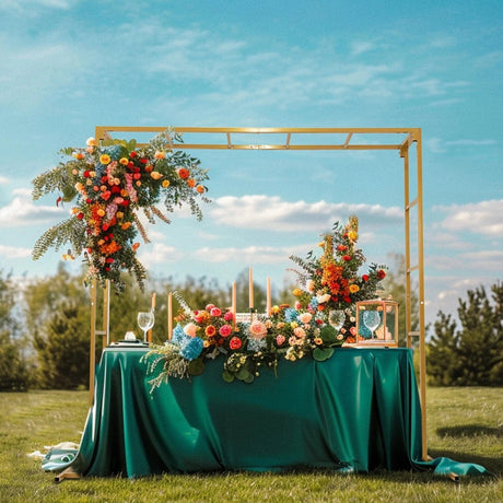6 ft Freestanding Square Double Frame Metal Over The Table Stand - Gold BKDP_STND_LADER_6X6_GOLD