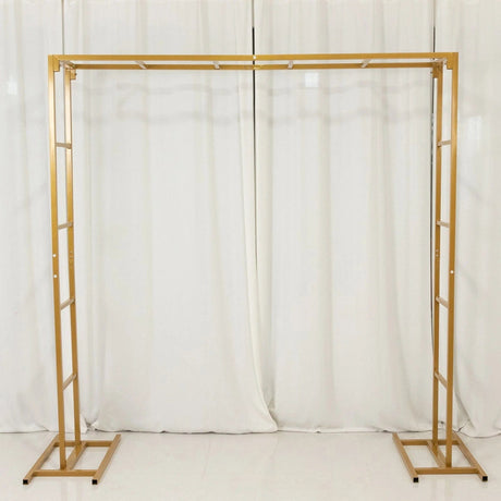 6 ft Freestanding Square Double Frame Metal Over The Table Stand - Gold BKDP_STND_LADER_6X6_GOLD