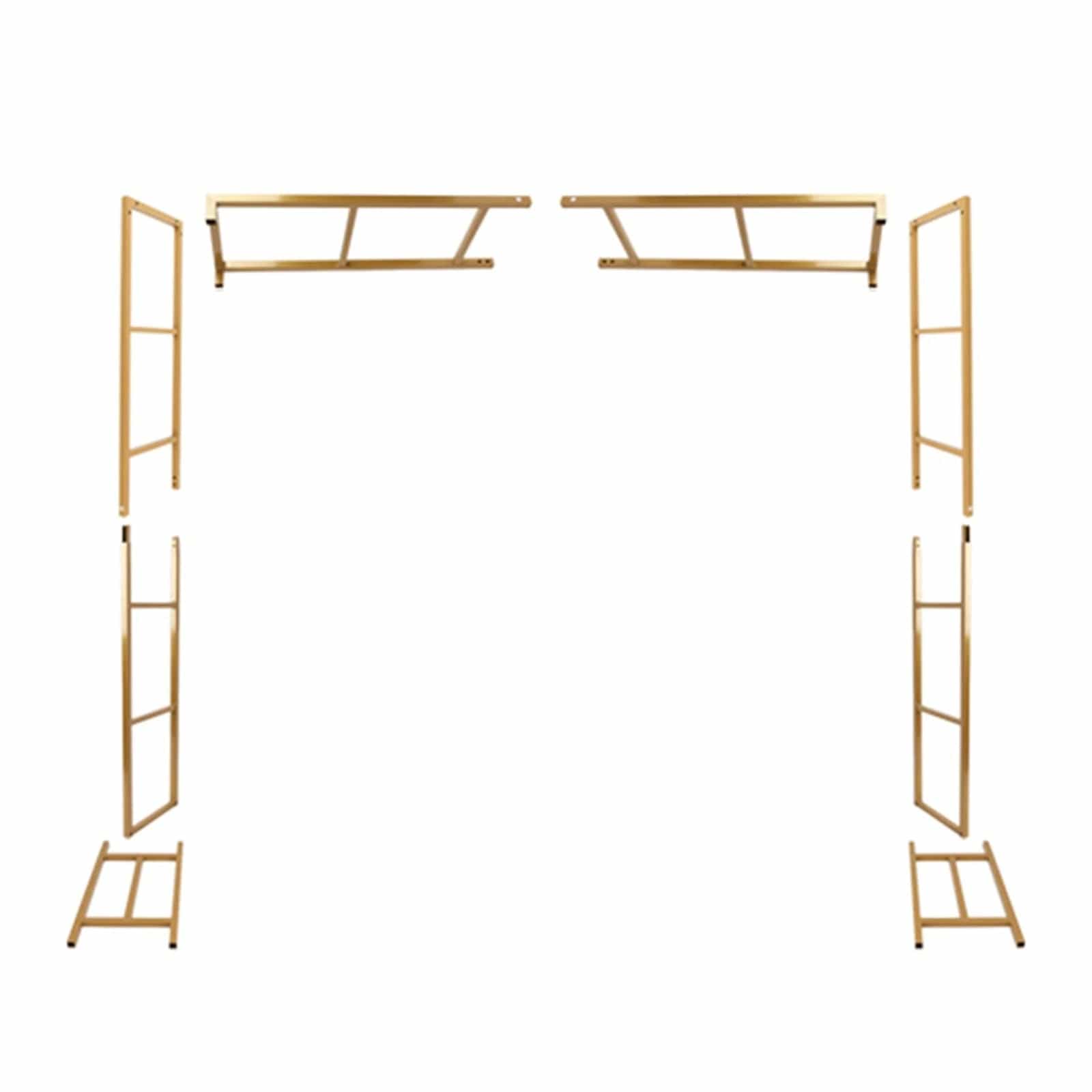 6 ft Freestanding Square Double Frame Metal Over The Table Stand - Gold BKDP_STND_LADER_6X6_GOLD