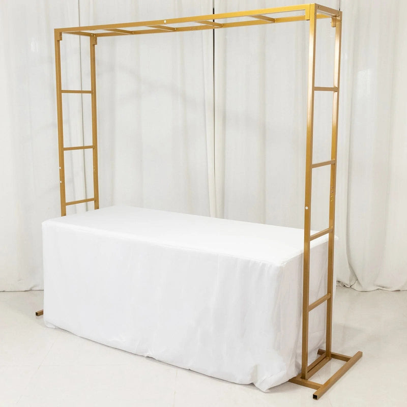 6 ft Freestanding Square Double Frame Metal Over The Table Stand - Gold BKDP_STND_LADER_6X6_GOLD