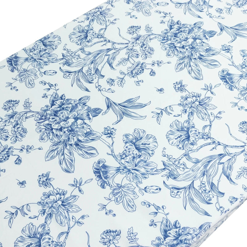 6 ft French Toile Fitted Polyester Rectangle Tablecloth