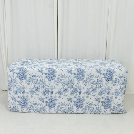 6 ft French Toile Fitted Polyester Rectangle Tablecloth
