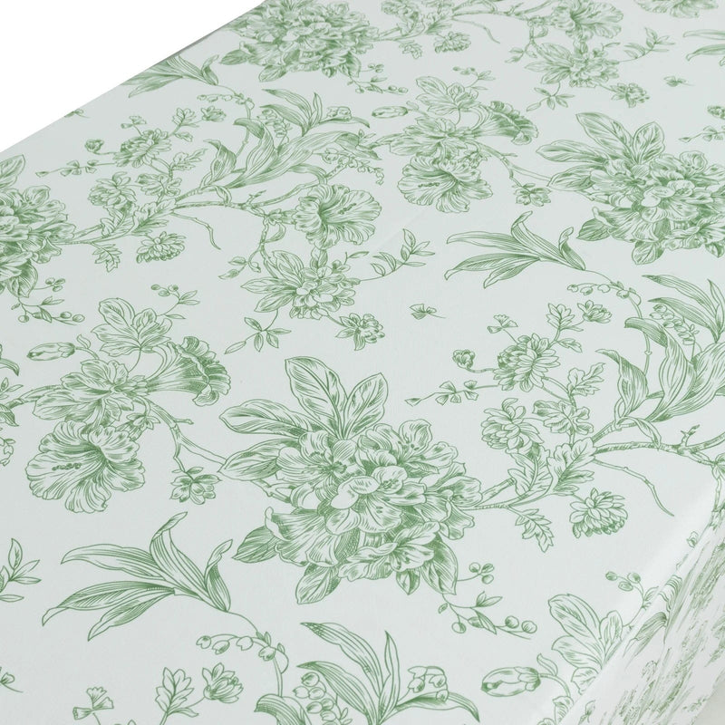 6 ft French Toile Fitted Polyester Rectangle Tablecloth