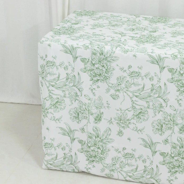 6 ft French Toile Fitted Polyester Rectangle Tablecloth