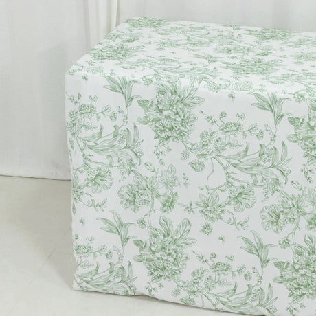 6 ft French Toile Fitted Polyester Rectangle Tablecloth