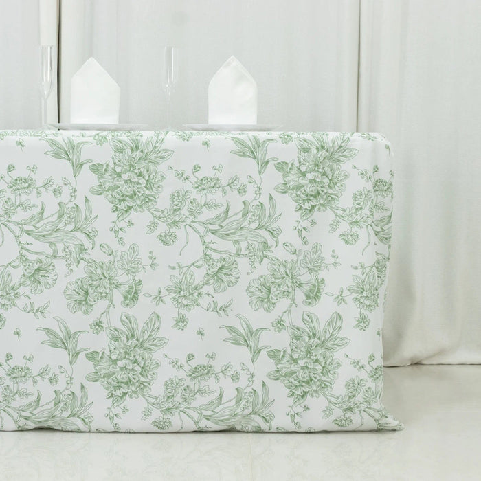 6 ft French Toile Fitted Polyester Rectangle Tablecloth