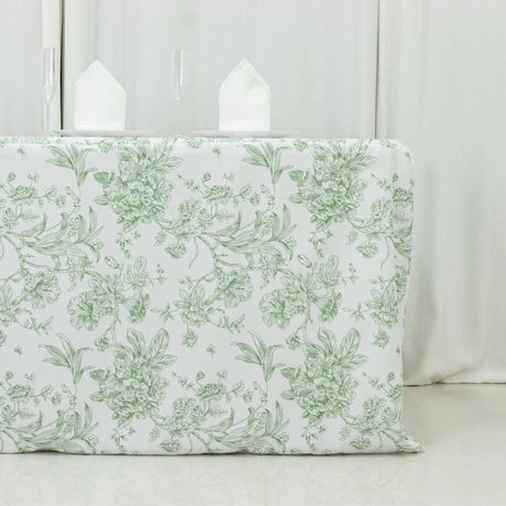 6 ft French Toile Fitted Polyester Rectangle Tablecloth