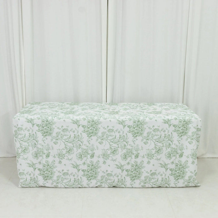 6 ft French Toile Fitted Polyester Rectangle Tablecloth