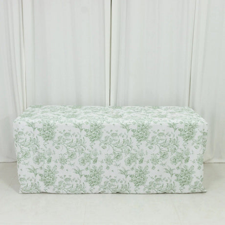 6 ft French Toile Fitted Polyester Rectangle Tablecloth