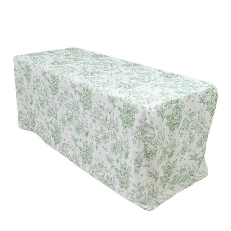 6 ft French Toile Fitted Polyester Rectangle Tablecloth