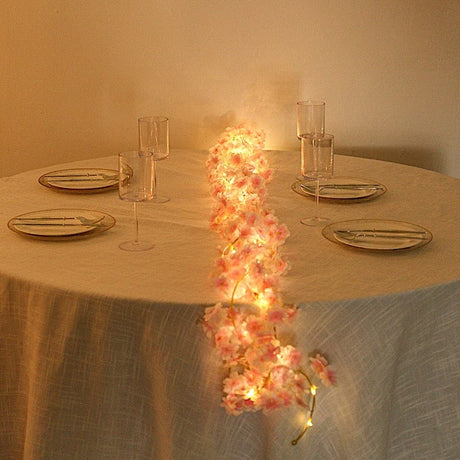 6 ft LED Artificial Cherry Blossom Garland Fairy Lights - Pink