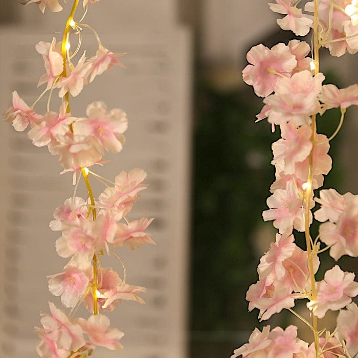 6 ft LED Artificial Cherry Blossom Garland Fairy Lights - Pink