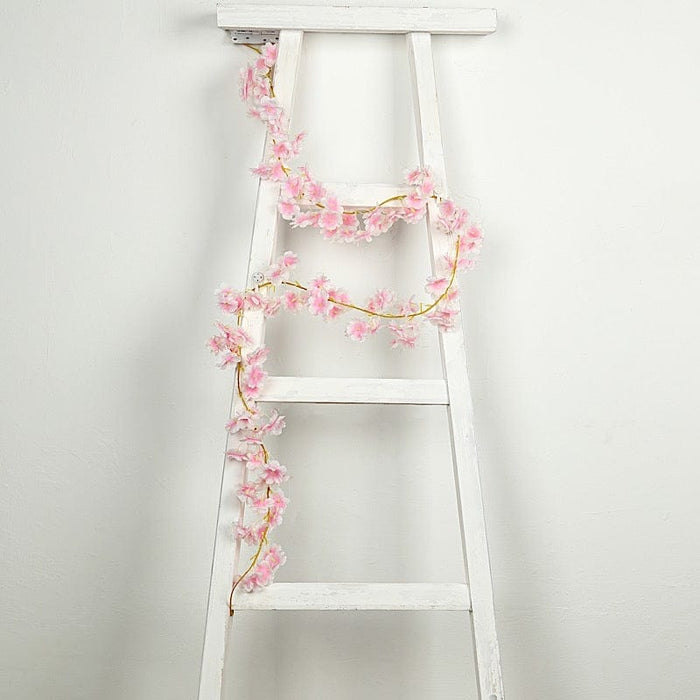 6 ft LED Artificial Cherry Blossom Garland Fairy Lights - Pink