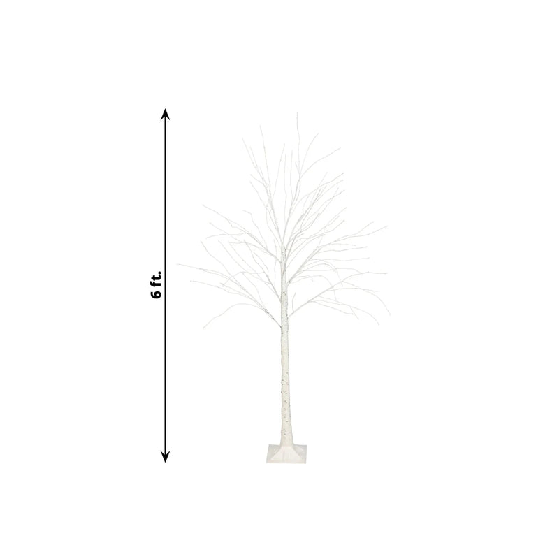 6 ft Lighted Birch Tree 350 LED Fairy Lights with Remote Timer - White LED_TREE04_6_WHT