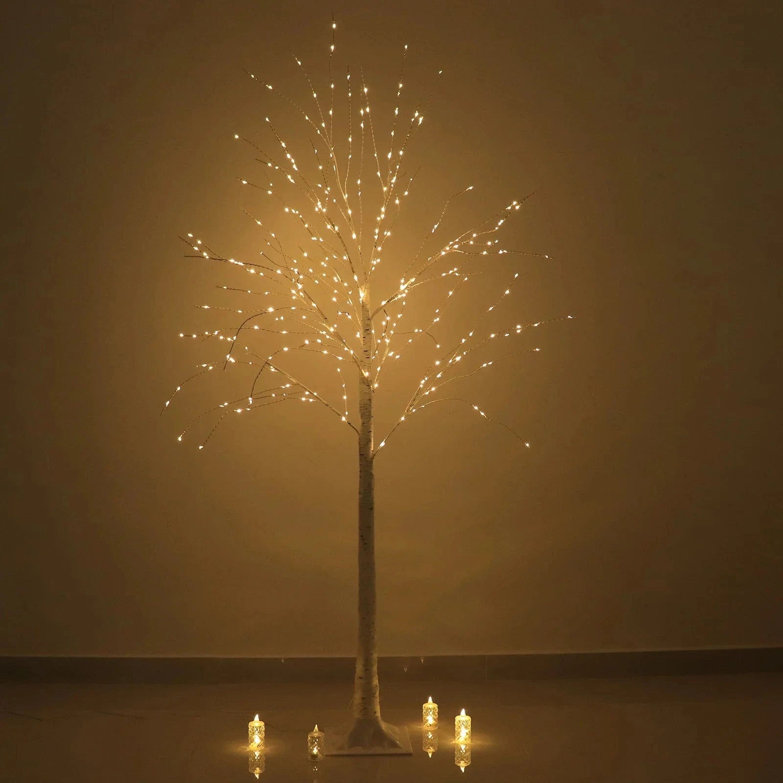 6 ft Lighted Birch Tree 350 LED Fairy Lights with Remote Timer - White LED_TREE04_6_WHT
