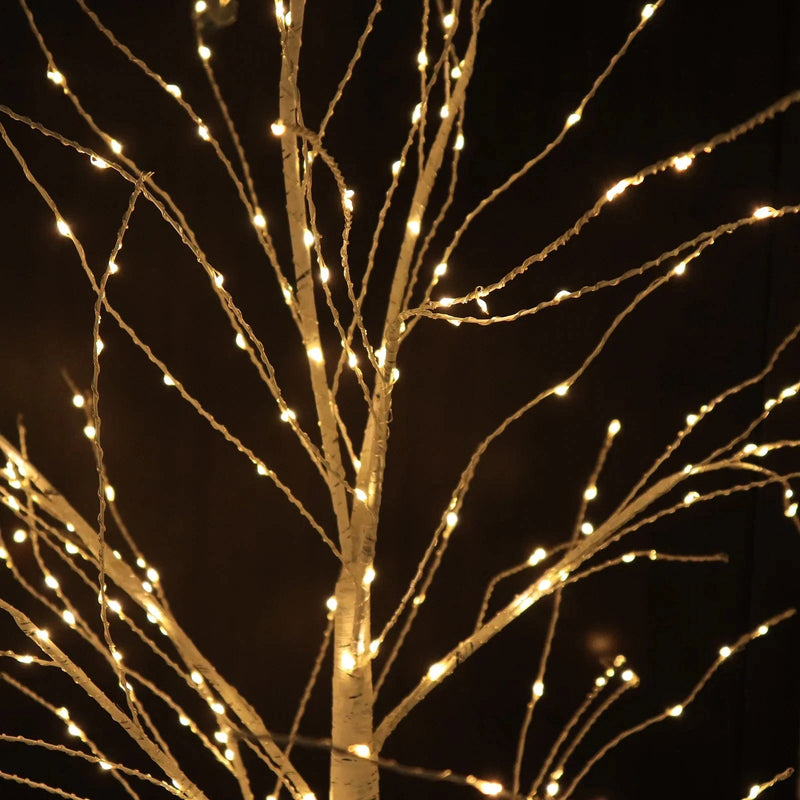 6 ft Lighted Birch Tree 350 LED Fairy Lights with Remote Timer - White LED_TREE04_6_WHT