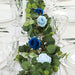 6 ft long Artificial Eucalyptus Foliage Garlands with Silk Roses - Frosted Green