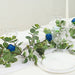 6 ft long Artificial Eucalyptus Foliage Garlands with Silk Roses - Frosted Green