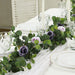 6 ft long Artificial Eucalyptus Foliage Garlands with Silk Roses - Frosted Green