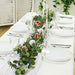 6 ft long Artificial Eucalyptus Foliage Garlands with Silk Roses - Frosted Green
