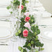 6 ft long Artificial Eucalyptus Foliage Garlands with Silk Roses - Frosted Green