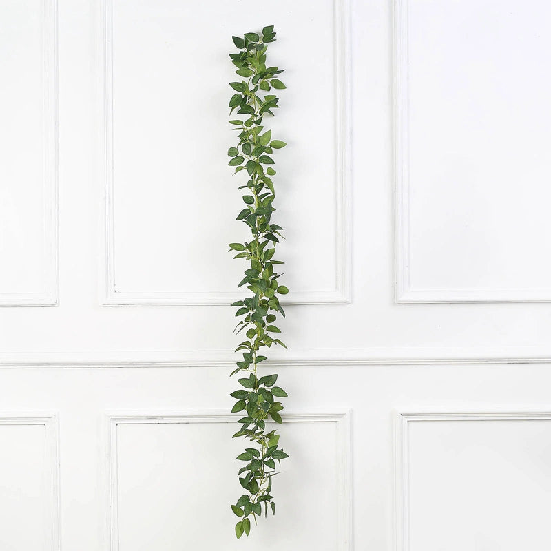 6 ft long Artificial Silk Rose Leaf Table Garland Hanging Greenery Vine - Green ARTI_GLND_GRN021