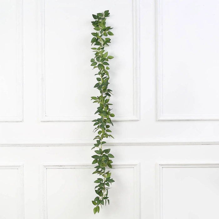 6 Feet Green Silk Rose Leaves Artificial Vine Greenery Garland